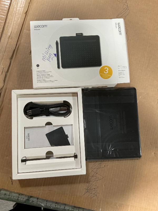 Photo 1 of **MISSING PEN**Wacom Intuos Small Graphics Drawing Tablet, Includes Training & Software; 4 Customizable ExpressKeys Compatible with Chromebook Mac Android & Windows, Black