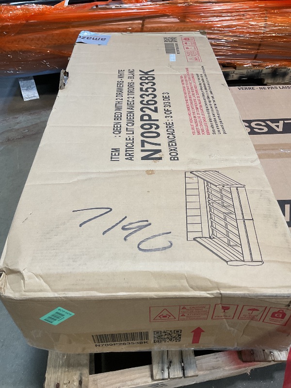 Photo 1 of **SELLING FOR PARTS AS PARTIAL SET. ONE OF THREE BOXES**Bellemave Queen daybed with USB, Queen Size Corner Bed with Two Drawers, Upholstered Bed Frame for Kids,Teens,Adults, Lambswool, White