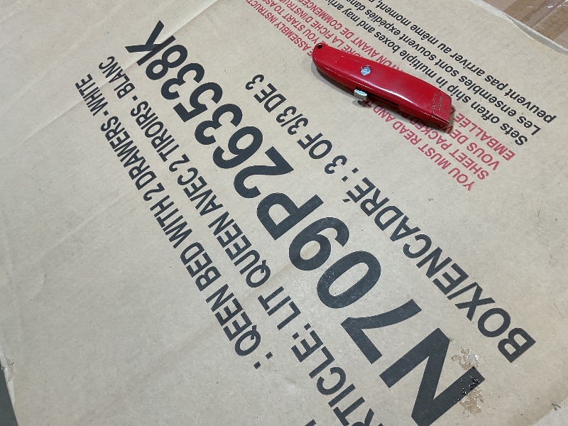 Photo 1 of **SELLING FOR PARTS AS PARTIAL SET. ONE OF THREE BOXES**Bellemave Queen daybed with USB, Queen Size Corner Bed with Two Drawers, Upholstered Bed Frame for Kids,Teens,Adults, Lambswool, White