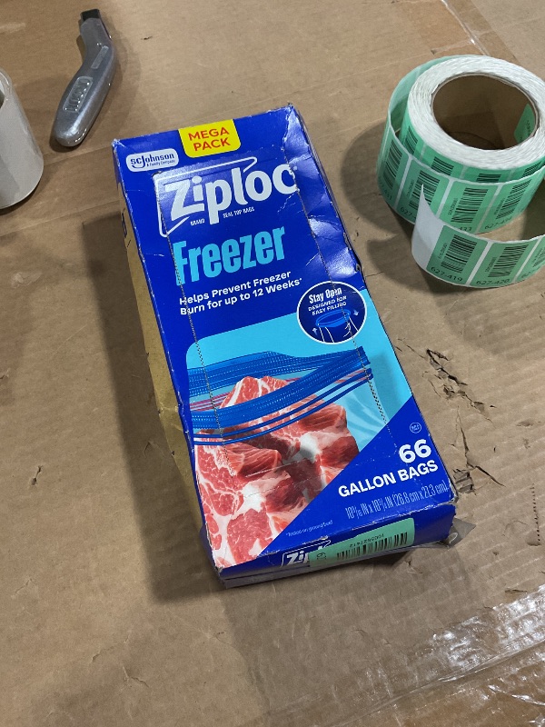 Photo 1 of *** OPENED BOX MAYBE MISSING BAGS***Ziploc Gallon Food Storage Freezer Bags, Stay Open Design, Easy to Fill, 66 Count (Packaging May Vary)