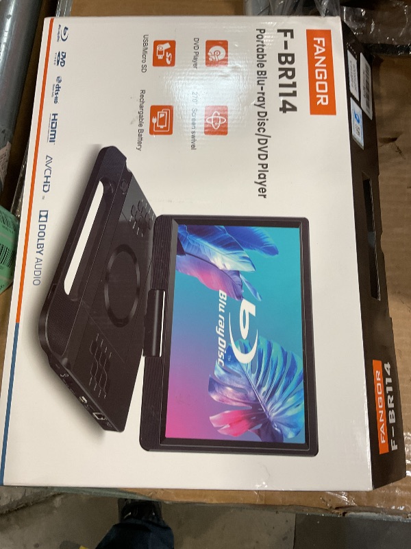 Photo 1 of ** FOR PARTS ONLY /NON-FUNCTIONAL** FANGOR 13.3’’ Portable Blu Ray Player with 12’’ 1080P Full HD Swivel Screen, Blu-ray DVD Player with HDMI Out & AV in, 4-5 Hours Rechargeable Battery, Support USB/Micro SD Card