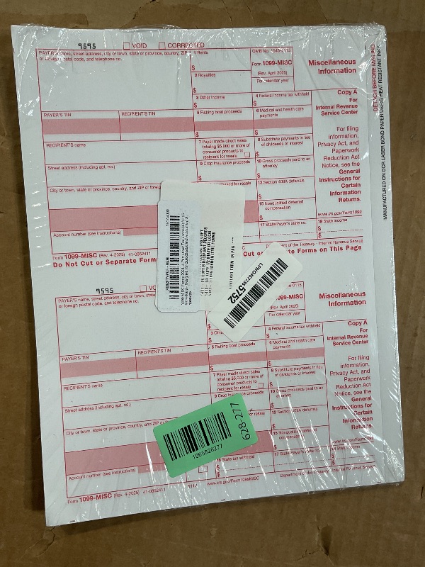 Photo 1 of 1099 MISC Forms 2025 Laser Tax Forms 4 Part Kit for 25 Individuals - Designed for QuickBooks and Accounting Software 1099 Misc 2025