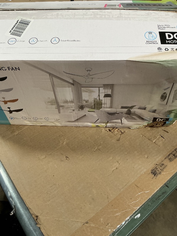 Photo 1 of **UNKNOWN DAMAGES** Savey'Sley 60 Inch Outdoor Ceiling Fan without Light for Patios, 3 Blade Solid Wood Propeller Ceiling Fan for Living Room, High CFM Fans DC Motor Quiet