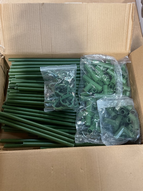 Photo 1 of **MISSING ASSEMBLY PIECES /CAN ONLY ASSEMBLE 2 CAGES WITH CURRENT PIECES** MQHUAYU 4 Pack Tomato Cage for Garden Support, 43 inch Tall Adjustable Plant Support Stakes, Tomato Trellis Extra Bold for Climbing Vegetables Plants Flowers