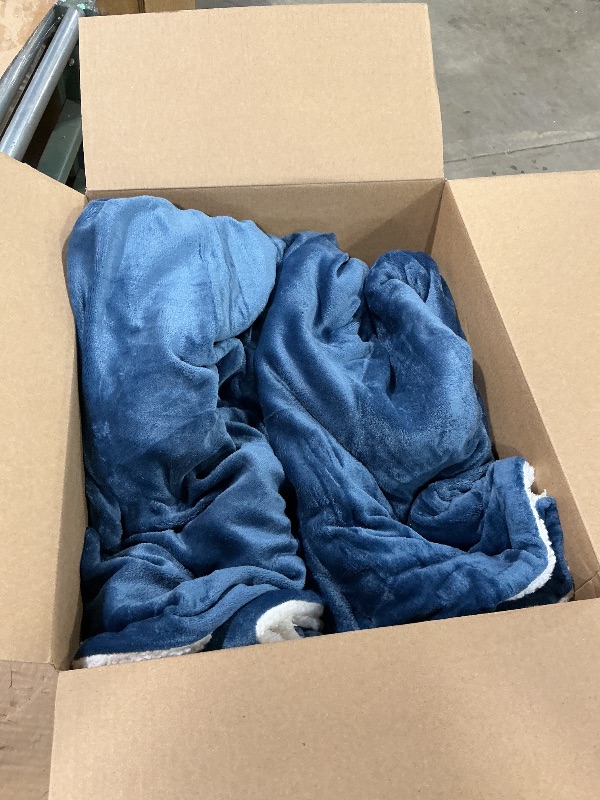 View 2 of **ONE BLANKET**Bedsure GentleSoft Sherpa Fleece Blankets King Size for Bed, Non-Heated, Thick and Warm Throw for Women and Men, Soft Fuzzy Plush King Blanket for Winter, Slate Blue, 108x90 Inches