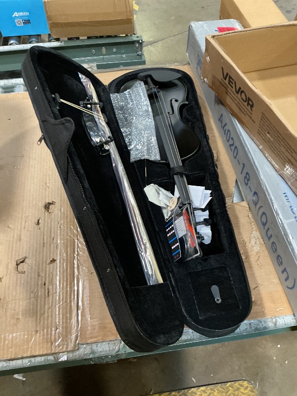 View 2 of **NEEDS TO BE RESTRUNG**VEVOR Violin 4/4 Full Size for Adults, Violin Fiddle Set for Beginners Student with Hard Case, Rosin, Bow, Shoulder Rest, Bridge, Tuner and Extra Strings, Professional Solidwood Instruments (Black)