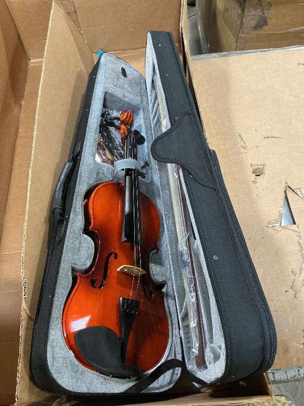 Photo 1 of **NEEDS TO BE RESTRUNG/ missing tuning peg**Eastar Violin 4/4 Full Size for Adults, Violin Set for Beginners with Hard Case, Rosin, Shoulder Rest, Bow, and Extra Strings (Imprinted Finger Guide on Fingerboard), EVA-2