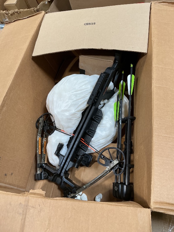 Photo 1 of **ONE BROKEN ARROW**BearX Intense Ready to Shoot Crossbow Package with Scope, Quiver, Bolts, Cocking Rope, and Wax, Strata Finish, One Size (AC03A2AA185)