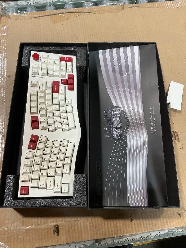 Photo 1 of **POSSIBLY FOR PARTS / ISSUES FUNCTIONING** MechLands Feker Alice98 Ergonomic 98 Keys Custom Mechanical Keyboard, VIA Programmable, USB-C Wired Gaming Keyboard, Hot Swappable, 5 Layer Paddings, Control Knob, NKRO, RGB for Win/Mac (Beige)