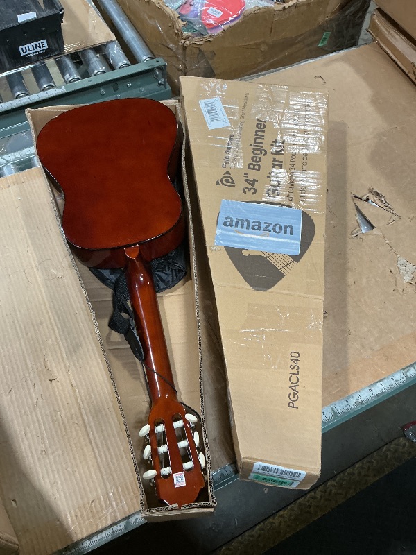 Photo 1 of **MINOR SCRATCHES**Pyle Beginner Acoustic Guitar Kit, 1/2 Junior Size All Wood Instrument with Full Accessory Kit, Picks, Shoulder Strap, Carry Case, Cleaning Cloth, Tuner App, 2 Month Lessons, 34” (Natural Gloss)