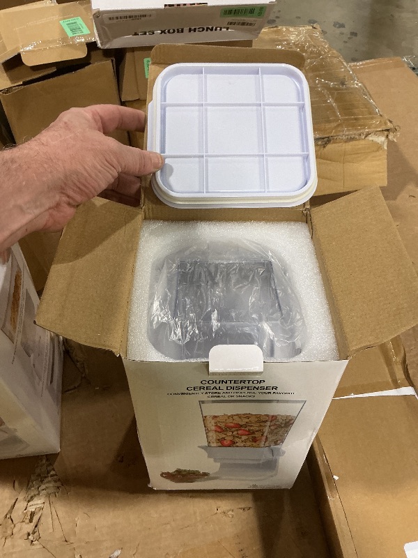 View 2 of **PARTIAL SET/ ONLY 1** Cereal Dispenser Countertop 2pcs,5.5L Cereal Containers Storage Dispenser for Pantry,Dry Food Storage Rice Containers,Candy Dispenser,Snack Organizer Machine for Grains, Nuts,Oatmeal, Pet Food White