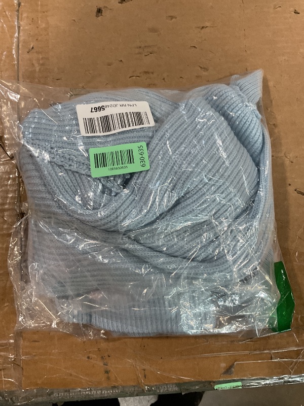 Photo 1 of **RIPPED** ZAFUL Sweaters for Women Off Shoulder Knit Sweater with Long Sleeve Loose Pullover Jumper Tops Light Blue S