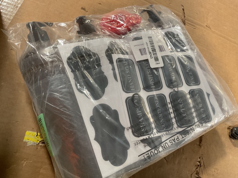 Photo 1 of **1 BOTTLE HAS A DAAMGED PUMP TOP*** zmybcpack 4 Pack 32 OZ Empty Plastic Pump Bottles With 1 Pen, Labels & Silicone Funnel, Amber Empty Shampoo Bottles with Pumps For Body Wash, Shampoo, Massage Lotion, Gel