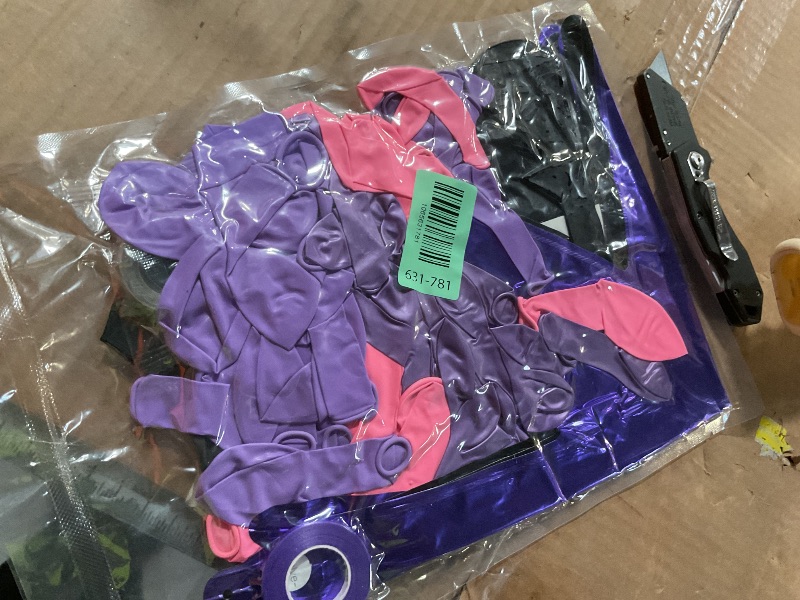 Photo 1 of 130pcs Pink and Purple Balloon Arch Kit, Pink Metallic Pastel Purple Black Balloons for Baby Shower Birthday Party Decorations
