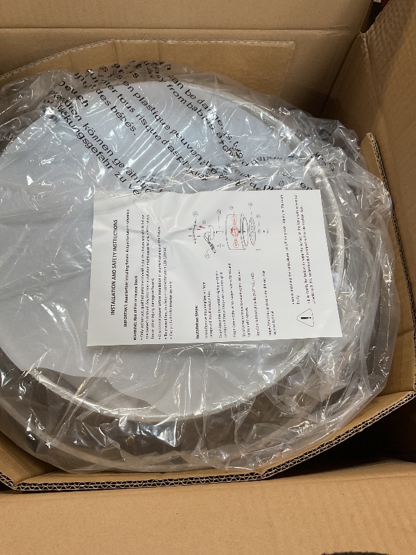 Photo 1 of **HAS DAMAGED LINER FOR PARTS ONLY*** CALOKES 16" Double Drum Gold 3-Light Semi Flush Mount Ceiling Light, Classic Fabric Linen Shade Design for Living Room, Bedroom, Kitchen, Dining Room, Hallway and Entryway
