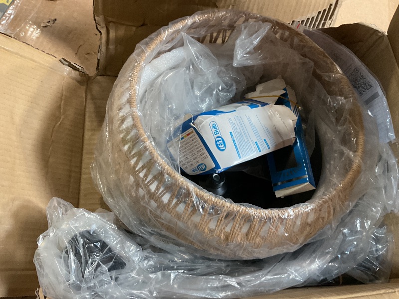 Photo 1 of ***FOR PARTS ONLY/ HAS BROKEN ASSEMBLY PIECES*** Arc Floor Lamps for Living Room with 3 Color Temperatures, Black Standing Lamp with Remote & Dimmable LED Bulb, Rattan Boho Floor Lamp, Farmhouse Tall Lamp for Bedroom, Over Couch Arched Reading Light