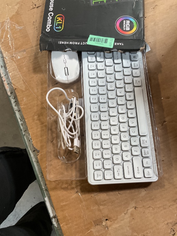 Photo 1 of ***MISSING USB*** SABLUTE Wireless Keyboard and Mouse Backlit, Quiet Light Up Keys, Tilt Legs, Sleep Mode - Rechargeable USB Cordless Combo for Computer, iMac, PC, Laptop (White)