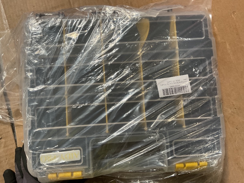 Photo 1 of **1 SIDE DAMAGED**Tools Organizer Box Small Parts Storage Box 34-Compartment Double Side Hardware Organizers with Removable Plastic Dividers for Screws, Nuts, Nails, Bolts