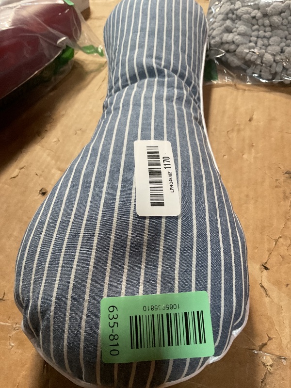 Photo 1 of **DIRT FROM TRANSPORT **EDMILE Buckwheat Pillow Cervical Neck Pillow, Buckwheat Hulls Filling Cooling Lumbar Support Pillow, Adjustable Firmness Ergonomic Design with Washable Cover, Blue 19"X7"