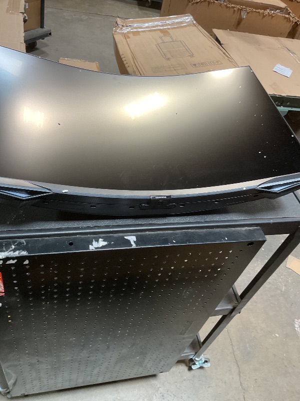 Photo 1 of ***DISPLAY IS DAMAGED HAS A LINE *** Samsung 32" Odyssey Neo G7 4K UHD 165Hz 1ms G-Sync 1000R Curved Gaming Monitor, Quantum HDR2000, AMD FreeSync Premium Pro, Ultrawide Game View, DisplayPort, HDMI, Height Adjustable Stand, Black (Missing part of power s