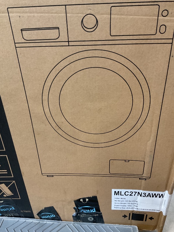 Photo 1 of ***FOR PARTS ONLY/ DAMAGED*** Midea 24 Inch All-in-One Front Load Washer Dryer Combo, 2.7 Cu.ft 26lbs Ventless Full-Automatic Washing Machine with Steam Care, Overnight Dry, 1400 RPM 16 Wash Cycles, White