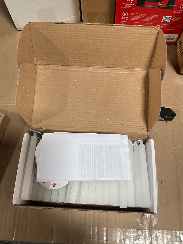 Photo 1 of 100 Church Candles with Drip Protectors for Devotional Candlelight Vigil Service, Box of 100 Candles, Unscented White 5" H X 1/2" D, No Smoke