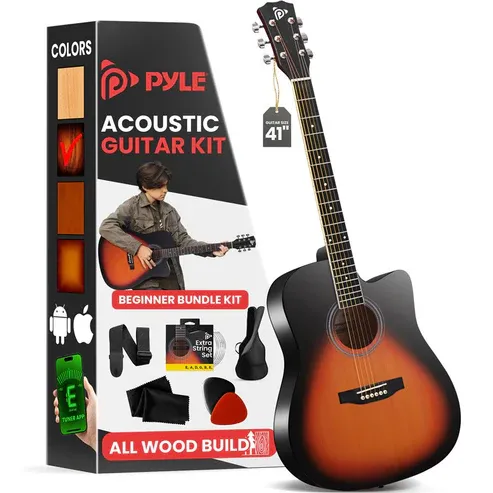 Photo 1 of ***MISSING SPEAKER CONNECTION*** 
PYLE Acoustic Guitar Kit, Easy Play, Cutaway Design, Sunburst