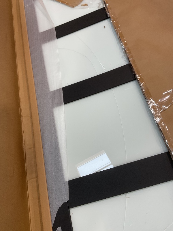 Photo 1 of **SELLING FOR PARTS. GLASS IS BROKEN**BARNSMITH 60x80" Sliding Closet Door, 5-Panels Preassembled Frosted Glass Door Panel with Hardware Kits & Matching Fascia, MDF Covered with Water-Proof & Anti-Scratch PVC Surface, Black