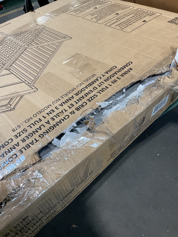 Photo 1 of **SCRAPE DAMAGE**Dream On Me Anna 3-in-1 Convertible Full-Size Baby Crib & Changer with Storage in Steel Grey, GreenGuard Gold & JPMA, Pinewood, Converts to Day & Toddler Bed, 3 Mattress Heights, 1? Changing Pad