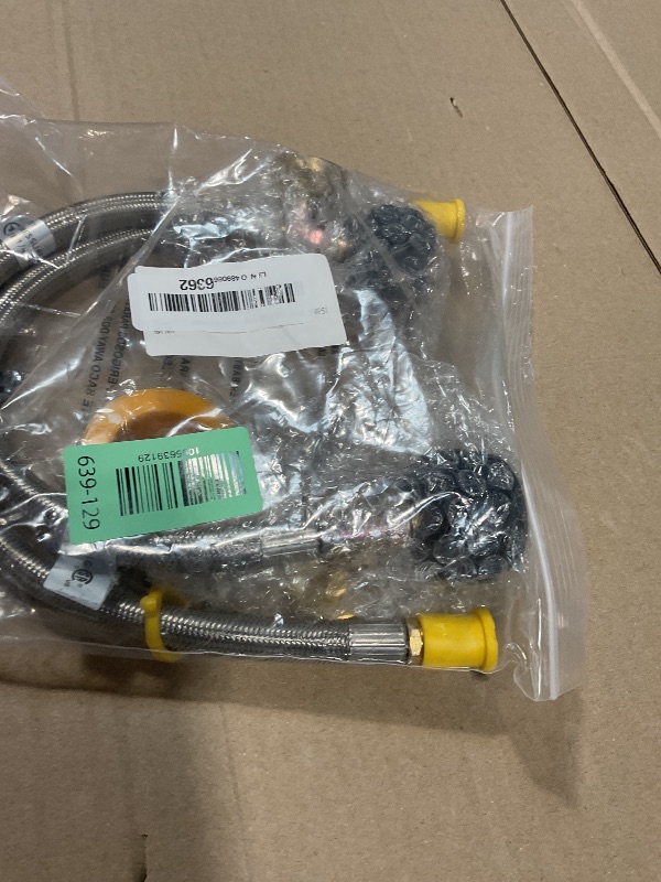 Photo 1 of 15 Inch RV Propane Hose Replacement with Gauge, 2 Pack - Stainless Steel Braided Hose for RV Two-Stage Regulator - 1/4" Male NPT & QCC1 Inlet, 350PSI