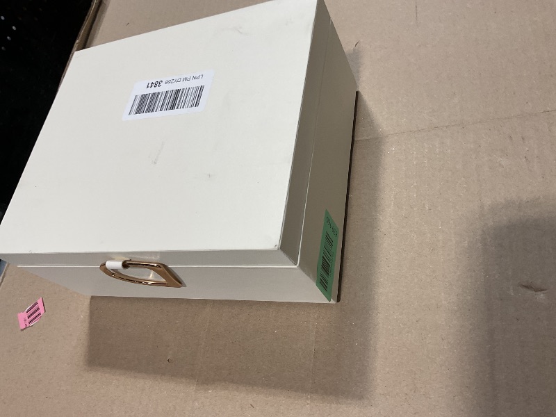 Photo 1 of **DIRT**SONGMICS 2-Layer Jewelry Box, Jewelry Organizer with Handle, Removable Jewelry Tray, Jewelry Storage, Floating Effect, 8.1 x 9.4 x 4.3 Inches, Gift Idea, White UJBC165W01