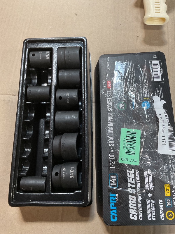Photo 1 of **Capri Tools 1/2 in. Drive Shallow Impact Socket Set, 7/16 to 1-1/4 in, SAE, 14-Piece