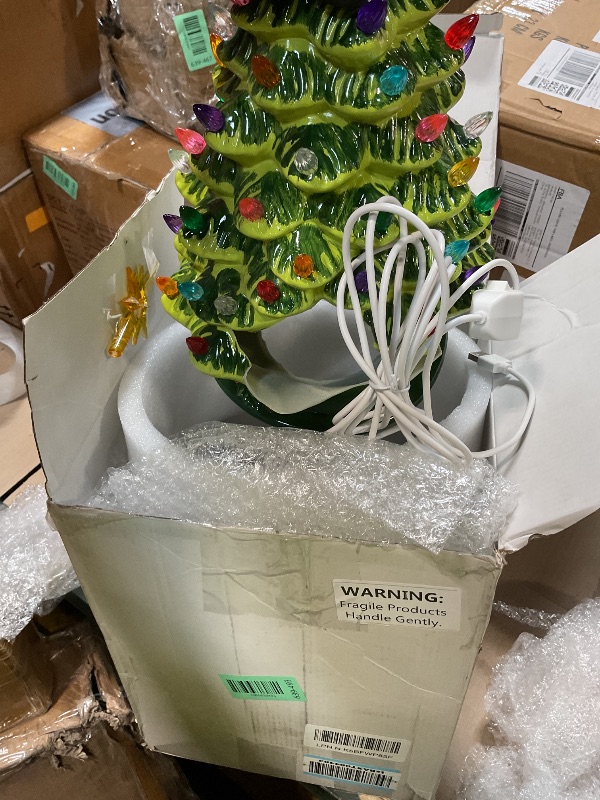 Photo 1 of **BACK MISSING**Rotating Ceramic Christmas Tree, Lighted up Christmas Tree with 64 Multicolor Lights & Star Topper, Pre-lit Hand-Painted Xmas Decor for Home Tabletop Kitchen, Xmas Gifts(Gold)