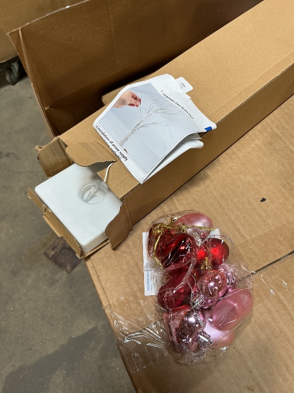 Photo 1 of [Timer] 24'' Valentine's 72 LED Lighted Birch Tree with 12pcs Ornaments,8 Lighting Modes LEDs Birch Tree Light Tabletop Pre Lit Tree Lights for Valentine Decor