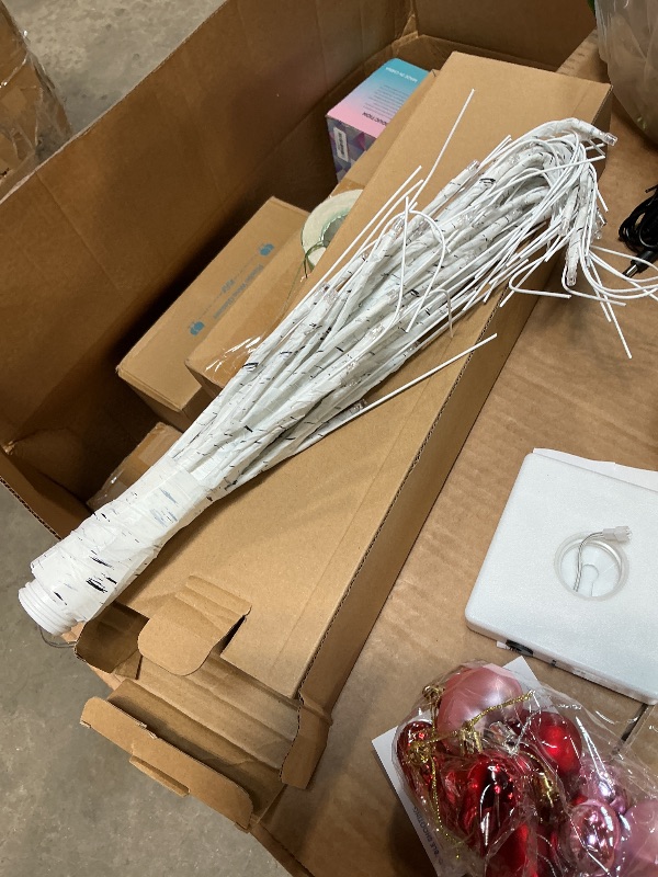 Photo 1 of [Timer] 24'' Valentine's 72 LED Lighted Birch Tree with 12pcs Ornaments,8 Lighting Modes LEDs Birch Tree Light Tabletop Pre Lit Tree Lights for Valentine Decor