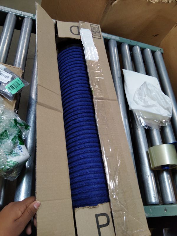 Photo 1 of **blue** Rubber Collection Solid Navy Blue 26 in. Width x Your Choice Length Custom Size Runner Rug