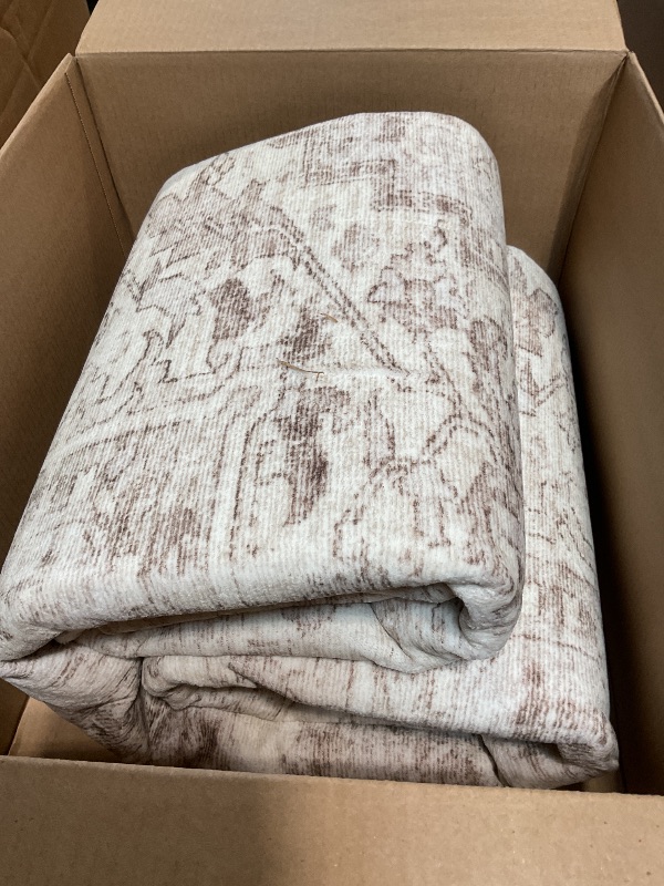 Photo 1 of 10x14 Washable Area Rug Beige Vintage Non Slip Soft Low Pile Rug for Living Room Bedroom Dining Room Office Distressed Oriental Indoor Large Throw Carpet for Home Decor