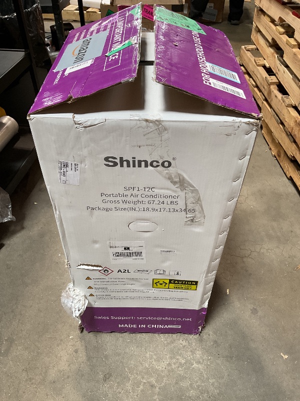 Photo 1 of **MISSING WINDOW HOLD AND REMOTE** Shinco 12,000 BTU Portable Air Conditioner, Portable AC Unit with Built-in Cool, Dehumidifier&Fan Modes for Room up to 450 sq.ft, with Remote Control, 24 Hour Timer, Installation Kit