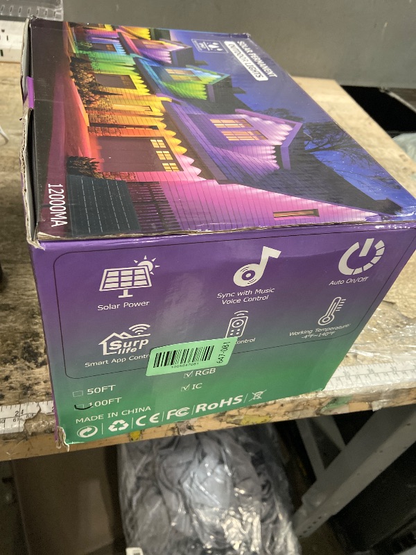 Photo 1 of 100ft Solar Permanent Outdoor Light, Smart RGB Plus IC Outside Lights for House, App/Remote Control String Light, Work with Alexa, IP67 Waterproof LED Strip for Daily Party Christmas All Holiday Decor