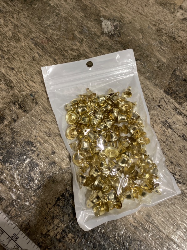 Photo 1 of (missig pieces) 100PCS Small Gold Bells Mini Bells for Crafts,50PCS 0.39 Inch and 50PCS 0.55 Inch Decorative Bell Christmas