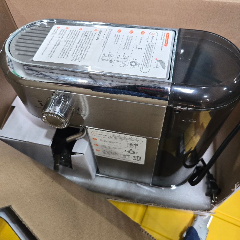 Photo 1 of ***USED*** Espresso Machine 20 Bar, Compact Espresso Maker, Stainless Steel Professional Expresso Coffee Machines with Steam Milk Frother & 34oz Removable Water Tank for Home & Office, Latte, Cappuccino, Silver