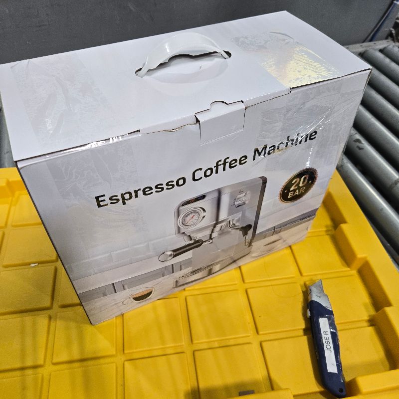 Photo 1 of ***USED*** Espresso Machine 20 Bar, Compact Espresso Maker, Stainless Steel Professional Expresso Coffee Machines with Steam Milk Frother & 34oz Removable Water Tank for Home & Office, Latte, Cappuccino, Silver
