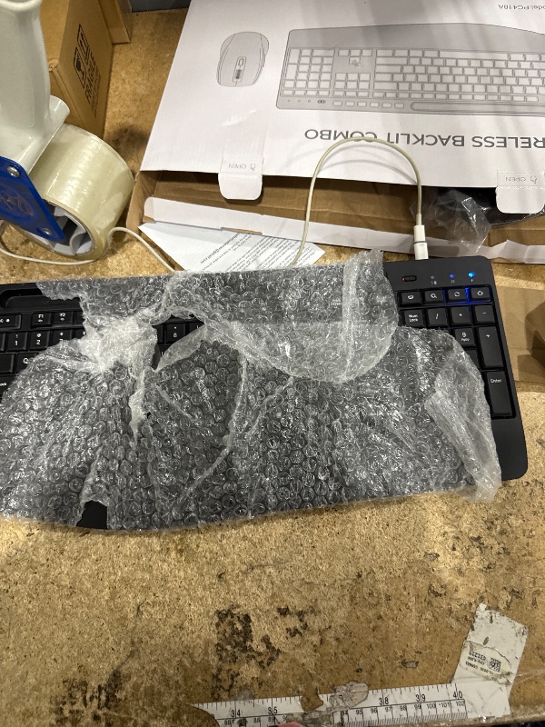 Photo 1 of Wireless Keyboard and Mouse Combo- VEILZOR 2.4G Rechargeable Keyboard with Phone Holder, Ergonomic Wrist Rest, 9 RGB Backlit Effects, Silent Keyboard Mouse Set for Windows, Laptop, PC