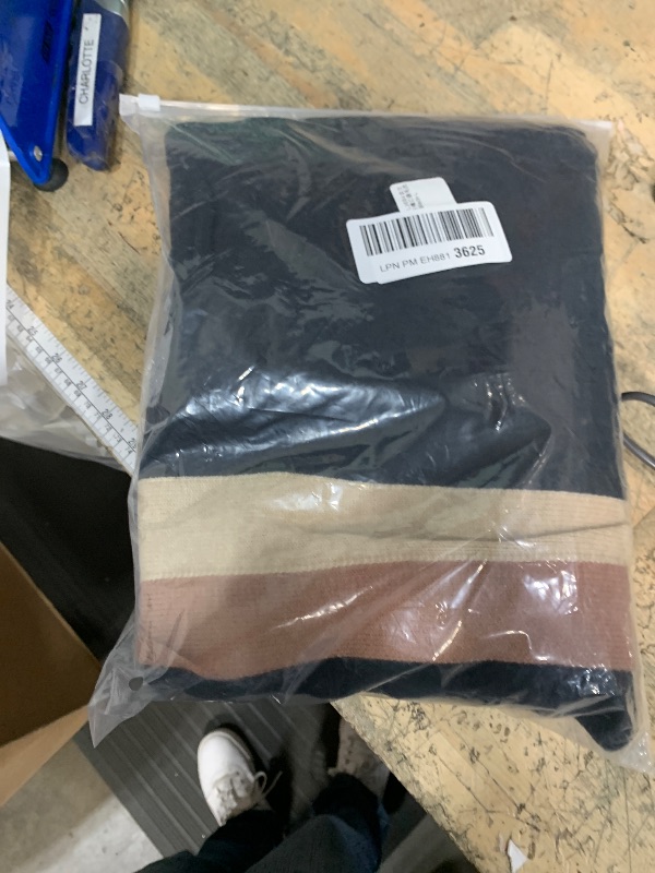 Photo 1 of chouyatou Women's Color Block Vertical Striped Open Front Oversized Hooded Long Cardigan Sweaters with Pockets (Large, Black)