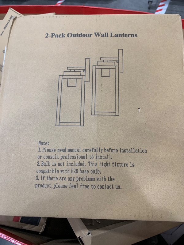 Photo 1 of (electrical lamps)Outdoor Wall Light Fixtures, Exterior Waterproof Wall Lanterns, Porch Sconces Lighting with E26 Sockets & Glass Shades, Modern Matte Black Outside Lights for Patio Front Door Entryway Garage, 2-Pack