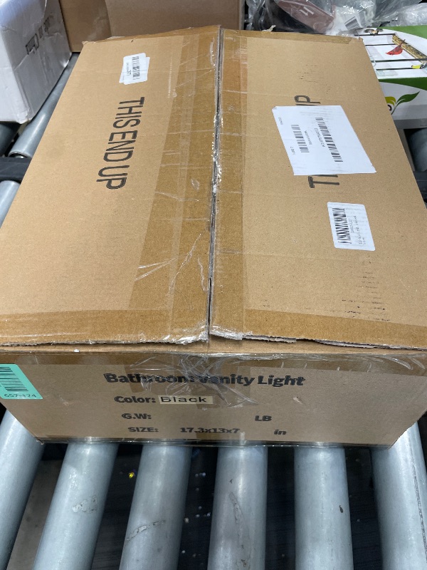 Photo 1 of *** MISSING A LIGHT COVER ***Espird 4 Light Bathroom Vanity Light - Matte Black Bathroom Light Fixtures Square Design & UL Certification, Square Light Fixture Over Mirror, Farmhouse Light Fixtures for Bathroom & Bedroom missing one light glass cover