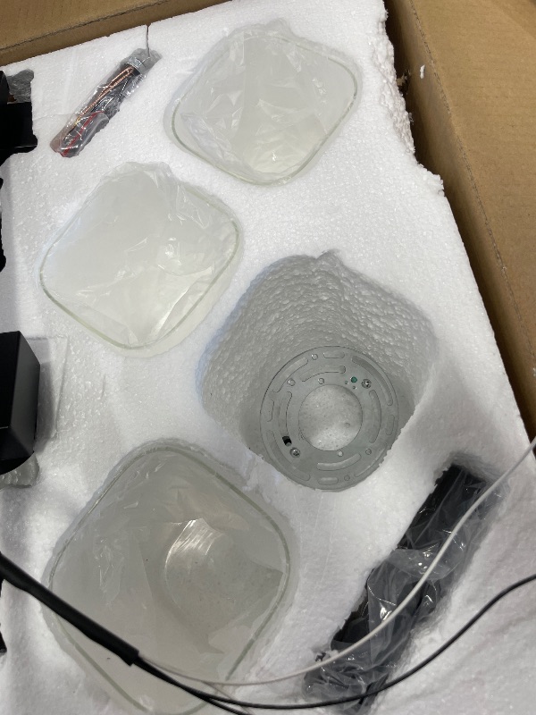 Photo 1 of *** MISSING A LIGHT COVER ***Espird 4 Light Bathroom Vanity Light - Matte Black Bathroom Light Fixtures Square Design & UL Certification, Square Light Fixture Over Mirror, Farmhouse Light Fixtures for Bathroom & Bedroom missing one light glass cover