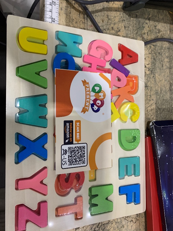Photo 1 of Amor Present Preschool Learning Toys,ABC Wooden Alphabet Puzzle Board for Toddlers, Educational Montessori Letters Game