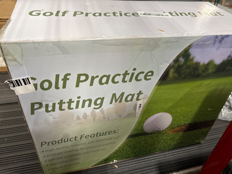 Photo 1 of Putting Green Indoor Outdoor Golf Putting Mat with Automatic Ball Return, 9.84FT Golf Practice Mat with 3 Golf Ball, Putter Ball Golf Game Gifts for Home, Office, or Backyard