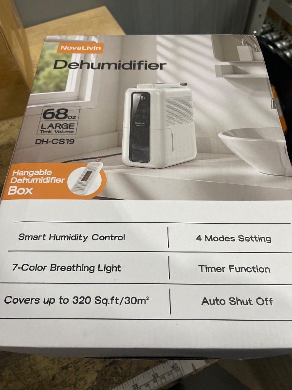 Photo 1 of **************MISSING POWER CORD***********************
Dehumidifiers for Bathroom with Moisture Absorber Bag Reusable, 68 OZ Water Tank Portable Quiet Dehumidifier for Bedroom with Auto Shut Off, 7 Colors LED Light for Home, RV, Garage, apartment